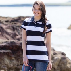 Front Row Ladies Striped Pique Polo